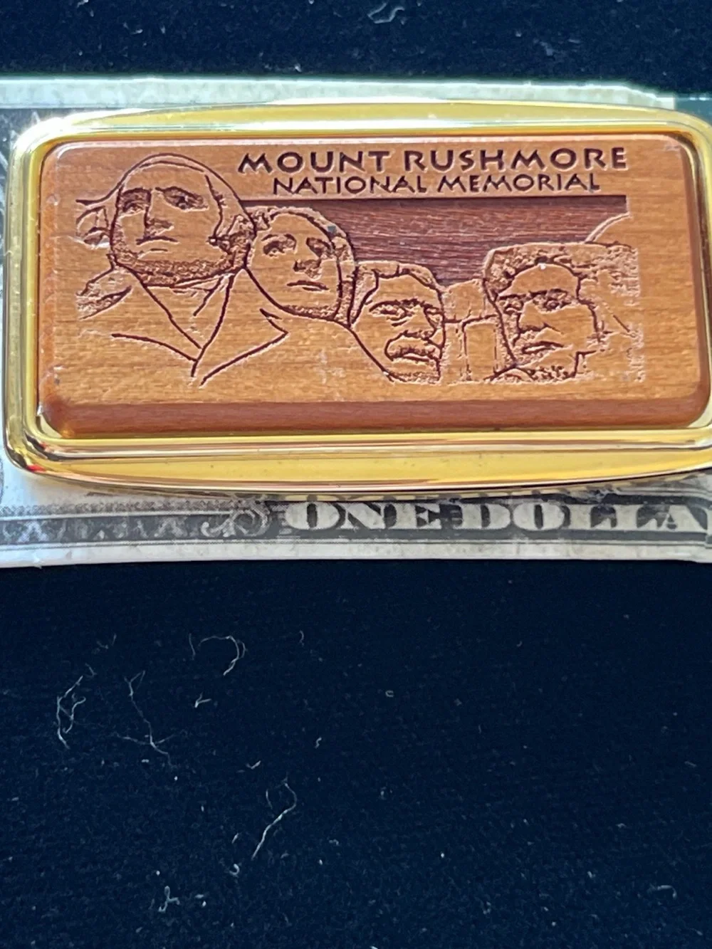Vintage NEW Mount Rushmore Leather Money Clip - Original Packaging